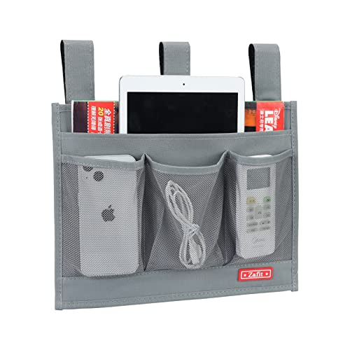 Hanging Bedside Caddy Storage Organizer with 4 Pockets - Grey