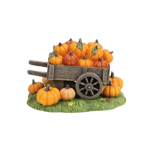 Halloween Harvest Pumpkin Wagon Village Figurine - 3.1 Inch Resin Decor