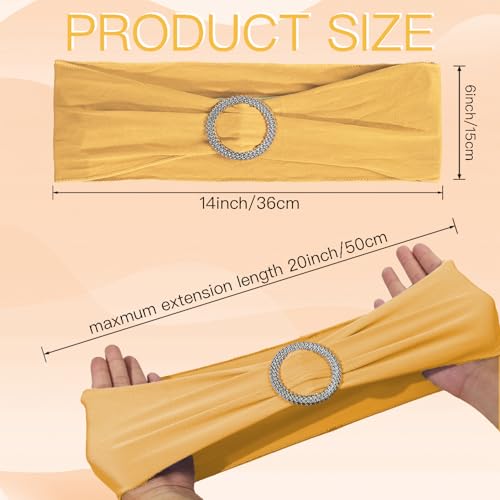 Gold Spandex Stretch Chair Sashes - 100 Pack with Buckle Slider