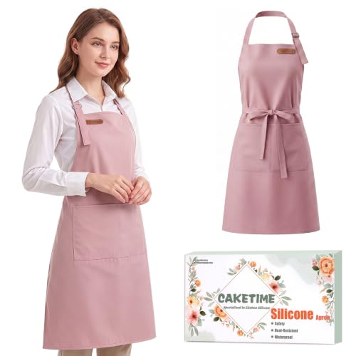 Waterproof Kitchen Apron for Women, Oilproof Silicone Coated Polyester