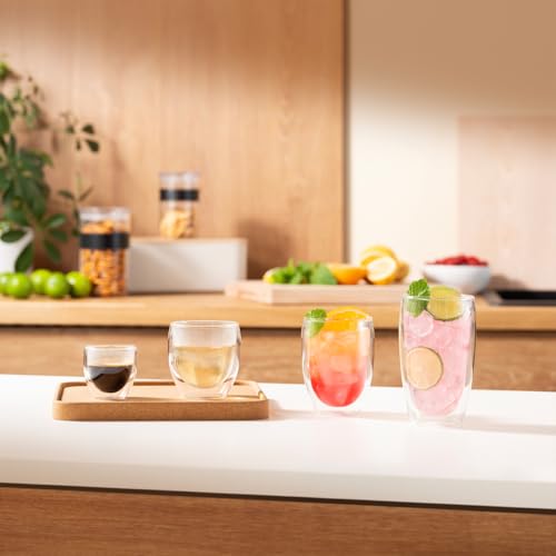 Double Walled Insulated Glass Tumblers, 12 oz Set of 2