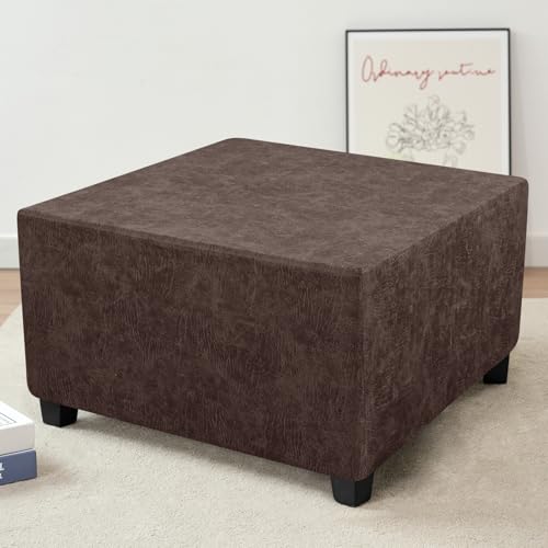 Stretch Ottoman Cover for Rectangular Foot Stool - Brown, Washable
