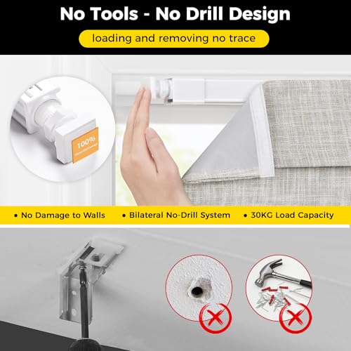 No Drill Cordless Roman Shades, 35x64 in, Room Darkening Beige