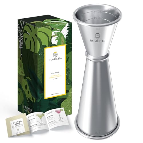 Homestia 1-Pack Silver Double Jigger for Bartending, Cocktail Measuring Cup