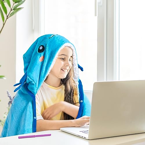 Axolotl Wearable Hooded Blanket, Plush Sherpa Fleece Throw Cloak
