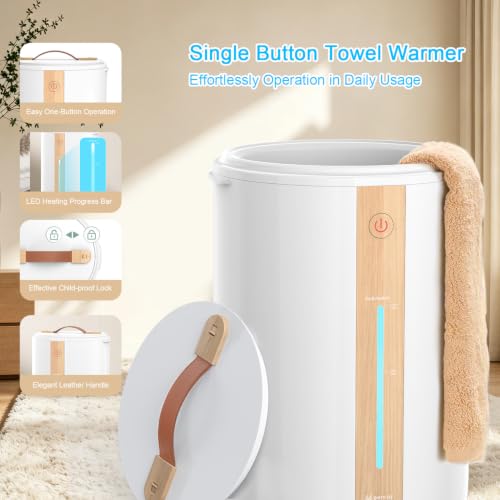 Large Towel Warmer Bucket with Fragrance Holder and Child Safety Lock