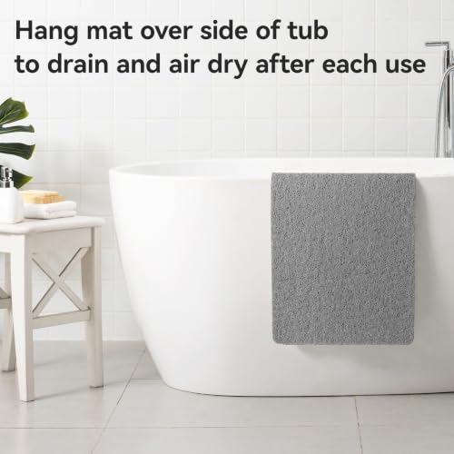Non-Slip Loofah Shower Mat - 24x16 Inch Quick-Dry PVC Bath Mat, Grey