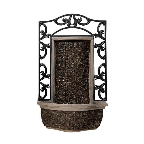 Wall-Mounted Waterfall Fountain, Indoor Outdoor Polyresin Water Feature