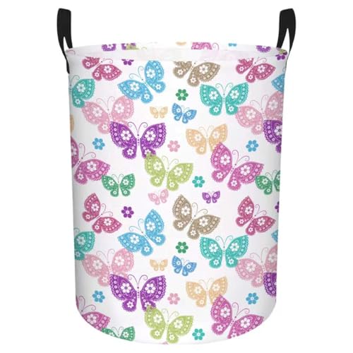 Butterfly Laundry Basket - Foldable Cotton Linen Nursery Hamper