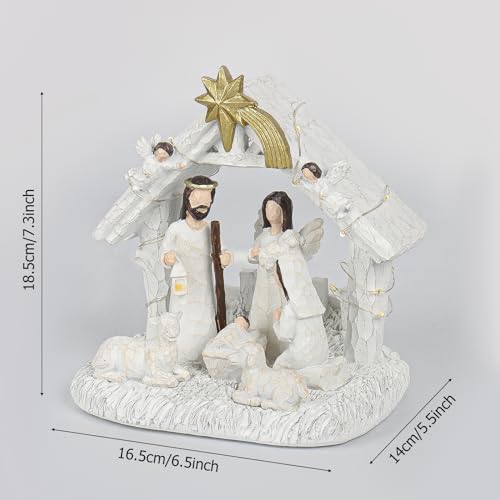 8-Piece Nativity Scene Set with LED Lights for Indoor Christmas Decor