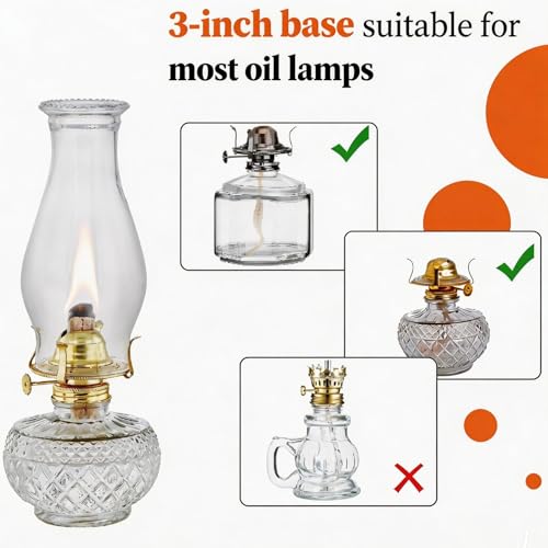 Clear Glass Oil Lamp Chimney Replacement - 3-Inch Fitter x 8-Inch Globe