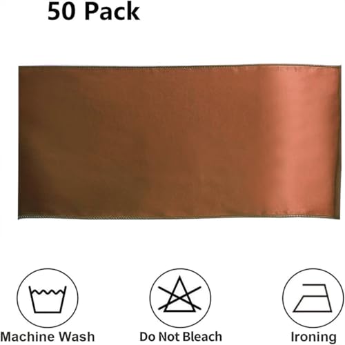 Brown Satin Chair Sashes 50 Pack - Chair Bows for Wedding & Event Decor