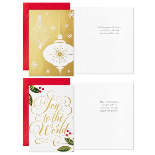 Hallmark Holiday Classic Gold Foil Card Assortment — 36 Assorted Christmas Cards with Envelopes ('Tis the Season)