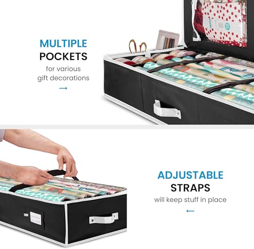 Wrapping Paper Storage Organizer for 24 Rolls, 40-Inch Waterproof Oxford