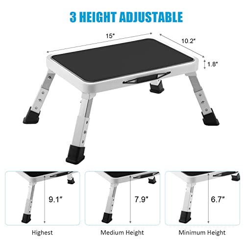 Height-Adjustable Folding Step Stool with Non-Slip Platform (330 lbs Capacity)