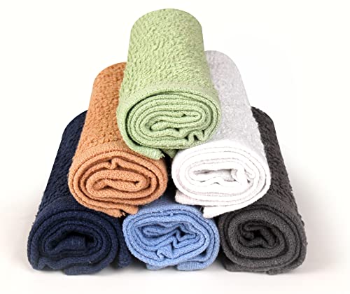 Multicolor 24 Pack Cotton Wash Cloths - Soft, Absorbent Face Towels for Home & Salon