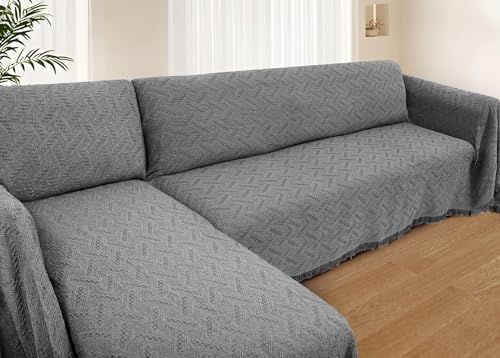 L Shape Sectional Couch Cover Set - Dark Grey XL, Washable & Pet Friendly