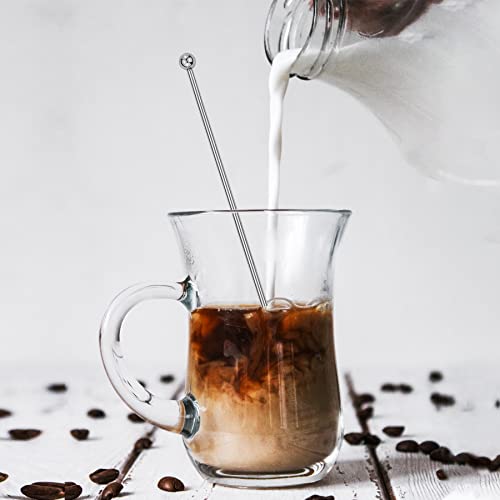 BURLIHOME Stainless Steel Reusable Coffee Stir Sticks Silver - 4 Pack, Honey Shape