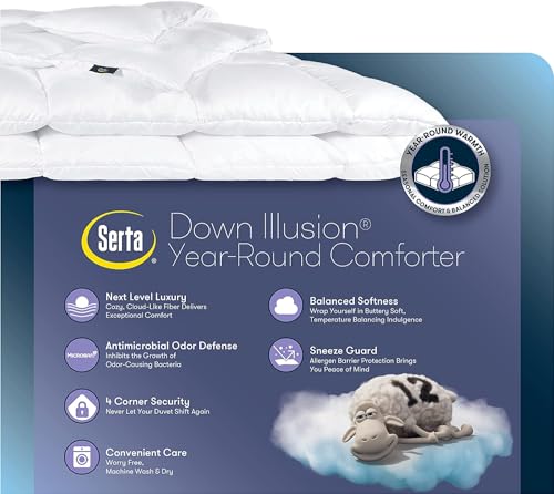 Serta Down Illusion All Season Down Alternative Comforter, King/Cal King