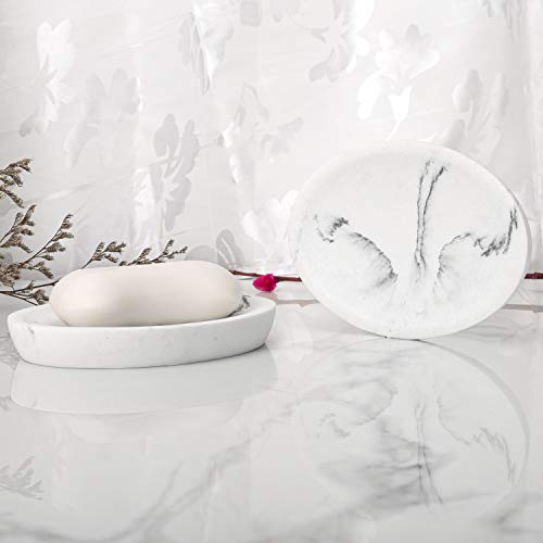 4-Piece Marble Bathroom Accessory Set - Soap Dispenser, Tumbler & Holder