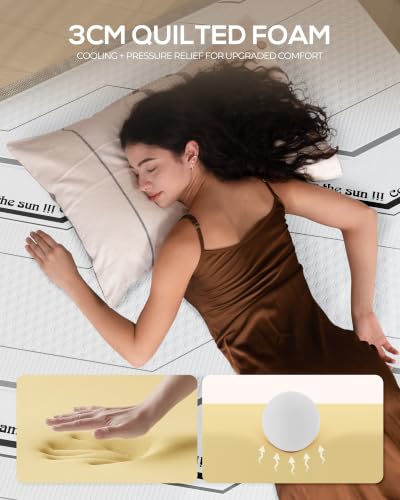 Queen Air Mattress with Built-in Pump, 20" Extra High, Foam Topper