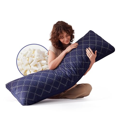 Memory Foam Body Pillow 20x54 Inch for Side Sleepers - Navy Blue