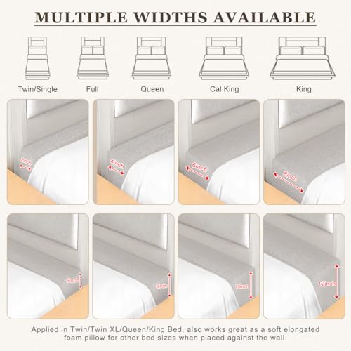 Mattress Extender Bed Gap Filler with Removable Cover - Light Grey