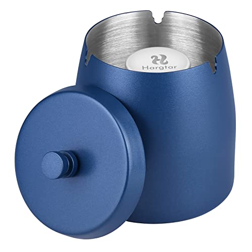 Large Stainless Steel Smokeless Ashtray with Lid - Windproof Outdoor Tray