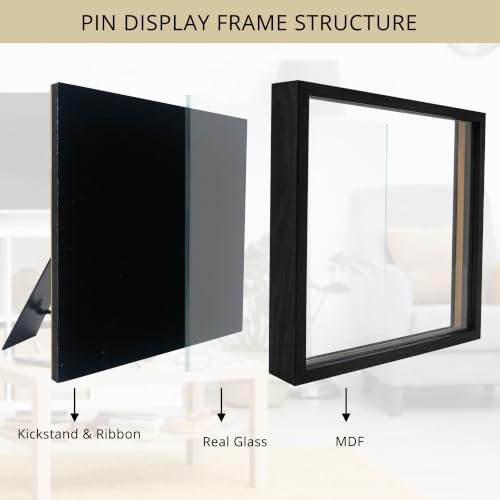 11x11 Enamel Pin Display Case with Glass Cover - Wall or Tabletop Shadow Box