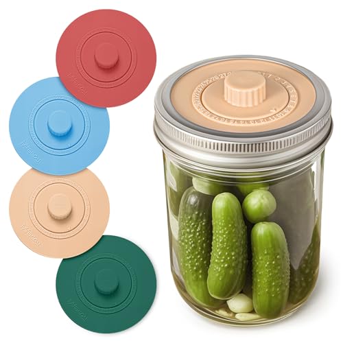 Silicone Fermentation Lids for Wide Mouth Mason Jars with Date Tracker