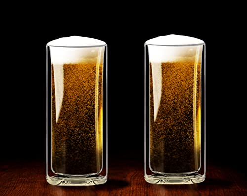 16oz Double-Walled Insulated Glass Tumblers - Set of 2 Borosilicate Cups