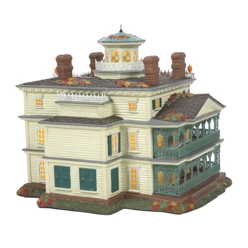 Haunted Mansion Halloween Lit Building, 9-Inch Hand-Painted Resin Figurine