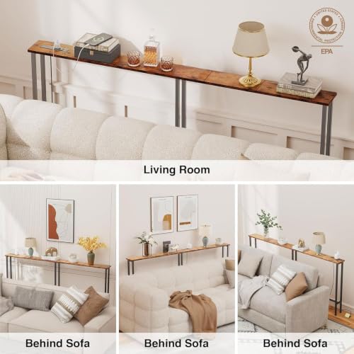 78-Inch Narrow Console Sofa Table with Built-in Power Outlets and USB Ports