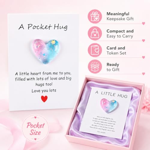 Kryoflare Pink & Blue Heart Pocket Hug Token Gift - Inspirational Support Card