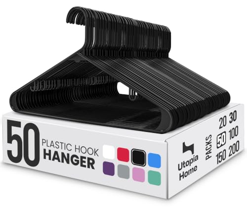 Plastic Clothes Hangers 50 Pack Black Space Saving Closet Organizers