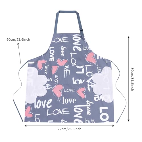 2-Pack Floral Waterproof Aprons with Pocket, Adjustable Kitchen Bib
