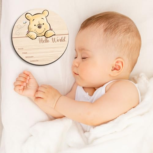 Wooden Newborn Birth Announcement Sign - 5.9 Inch Baby Photo Prop