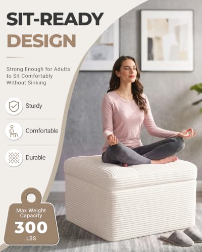 23.6-Inch Corduroy Ottoman Footrest with Dual-Layer Foam Support