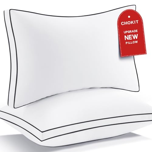 Queen Size Set of 2 Soft Gusseted Bed Pillows - Fluffy 7D Down Alternative for Side, Back & Stomach Sleepers