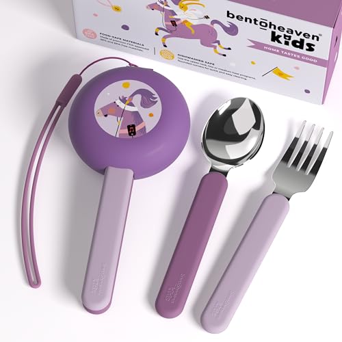 Kids Stainless Steel Utensil Set with Case, Fork and Spoon for School