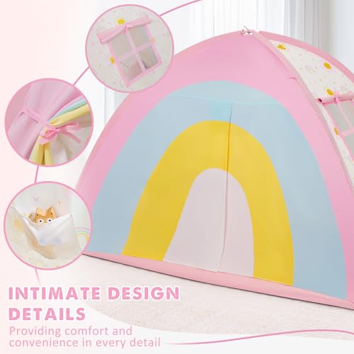 Kids Twin Bed Tent Privacy Canopy with Star Lights - Breathable Sleep Tent