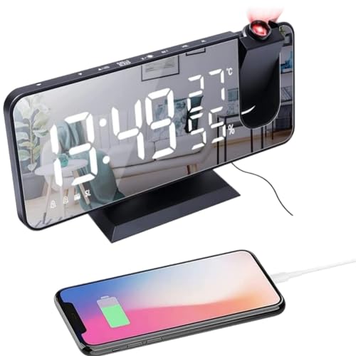 Digital Projection Alarm Clock with Ceiling Projector & USB Charging