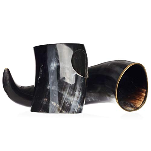 Large Viking Drinking Horn Tankard – 20oz Handcrafted Ox Horn Beer Mug
