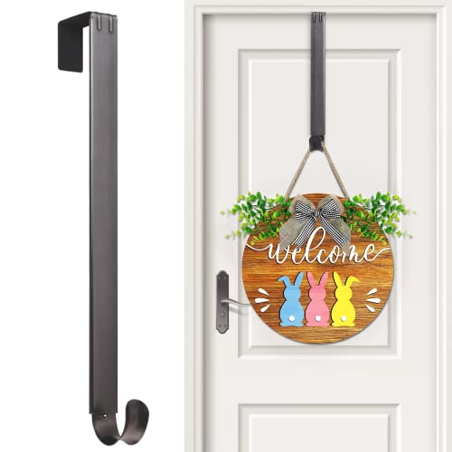 Adjustable Door Wreath Hanger (15"-24"), Heavy Duty 20lb Front Door Hook - Nickel