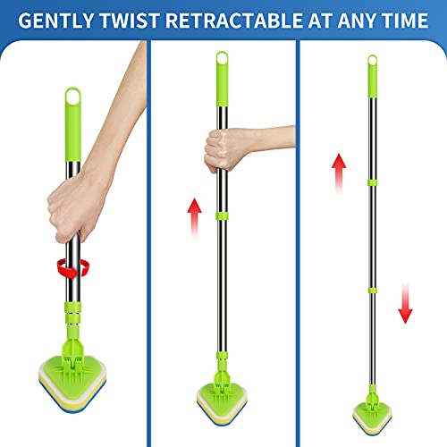 Extendable Shower Scrubber Brush with 37" Long Handle & 4 Cleaning Heads