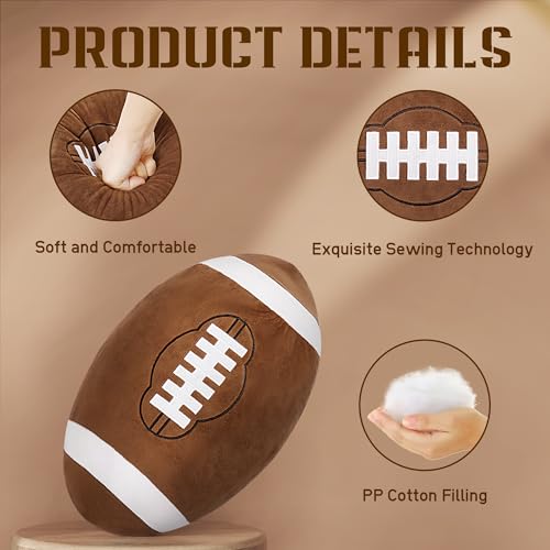 18-Inch Soft Football Plush Pillow, Stuffed Sports Ball Toy Decor
