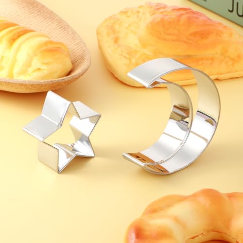 Stainless Steel Star & Moon Cookie Cutters Set, 2-Piece Large Shapes for Baking