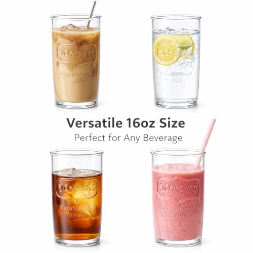 16 oz Mason Jar Drinking Glasses - Set of 6 Vintage Glass Tumblers