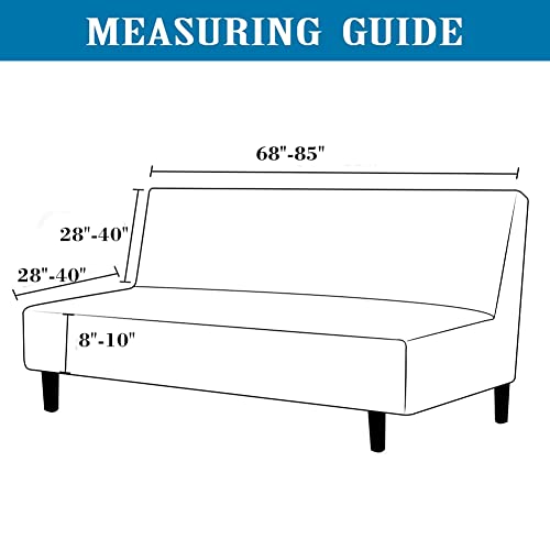 Dark Grey Stretch Armless Futon Cover with Skirt for Sofa Bed, Washable, Fits 68-85"