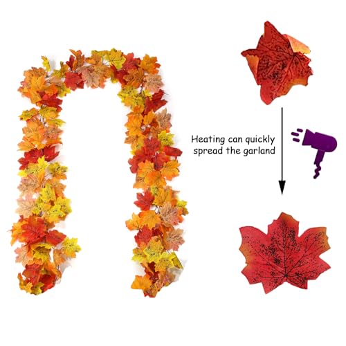 Artificial Maple Leaf Garland 2-Pack - 13ft Autumn Decor for Home